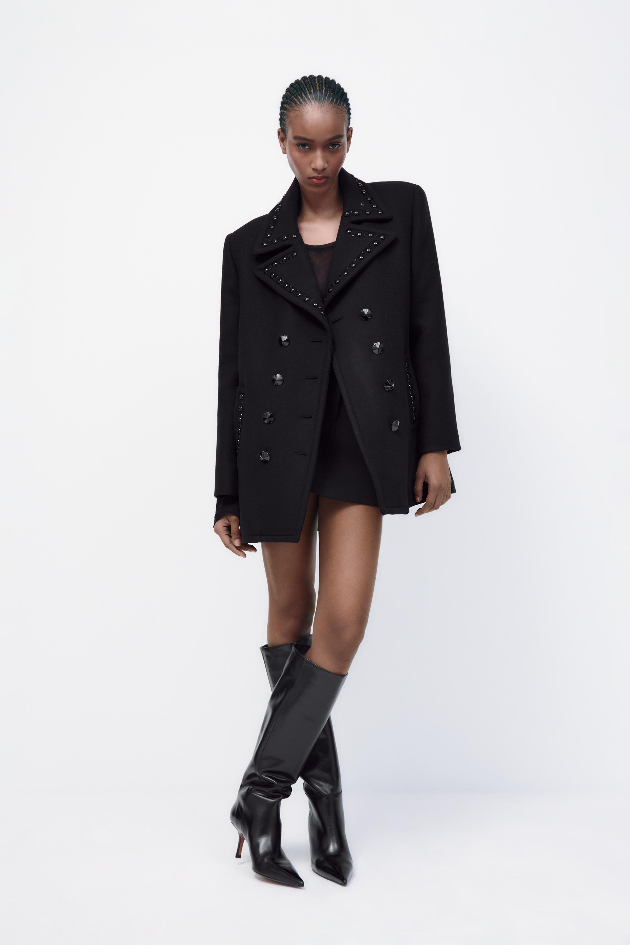Zara Western Military Wool Studded Jacket Size 2024 Medium